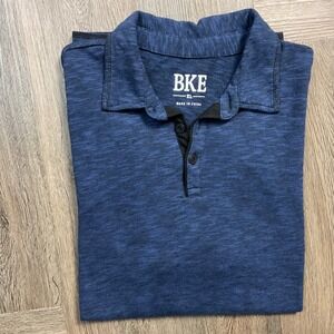 BKE Polo Shirt Mens XL Blue Heathered Short Sleeve Preppy Classic